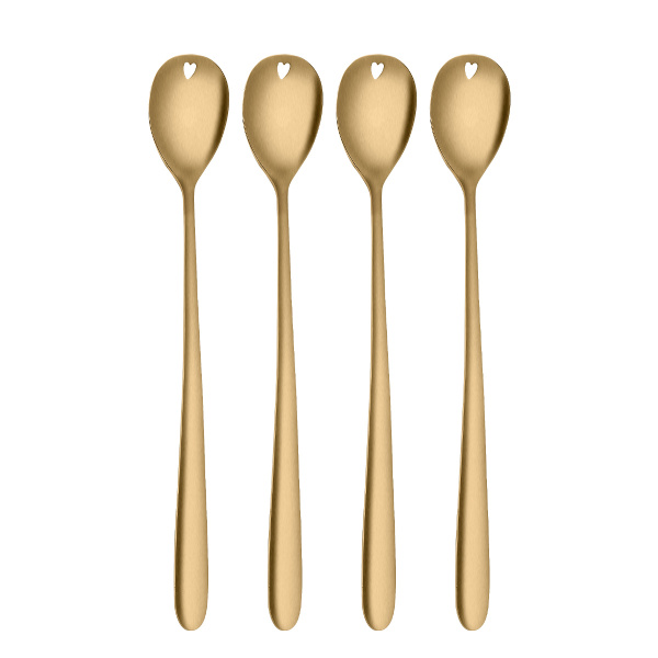 Latte-Löffel mit Herz gold 4-tlg. Set – Love Cutlery