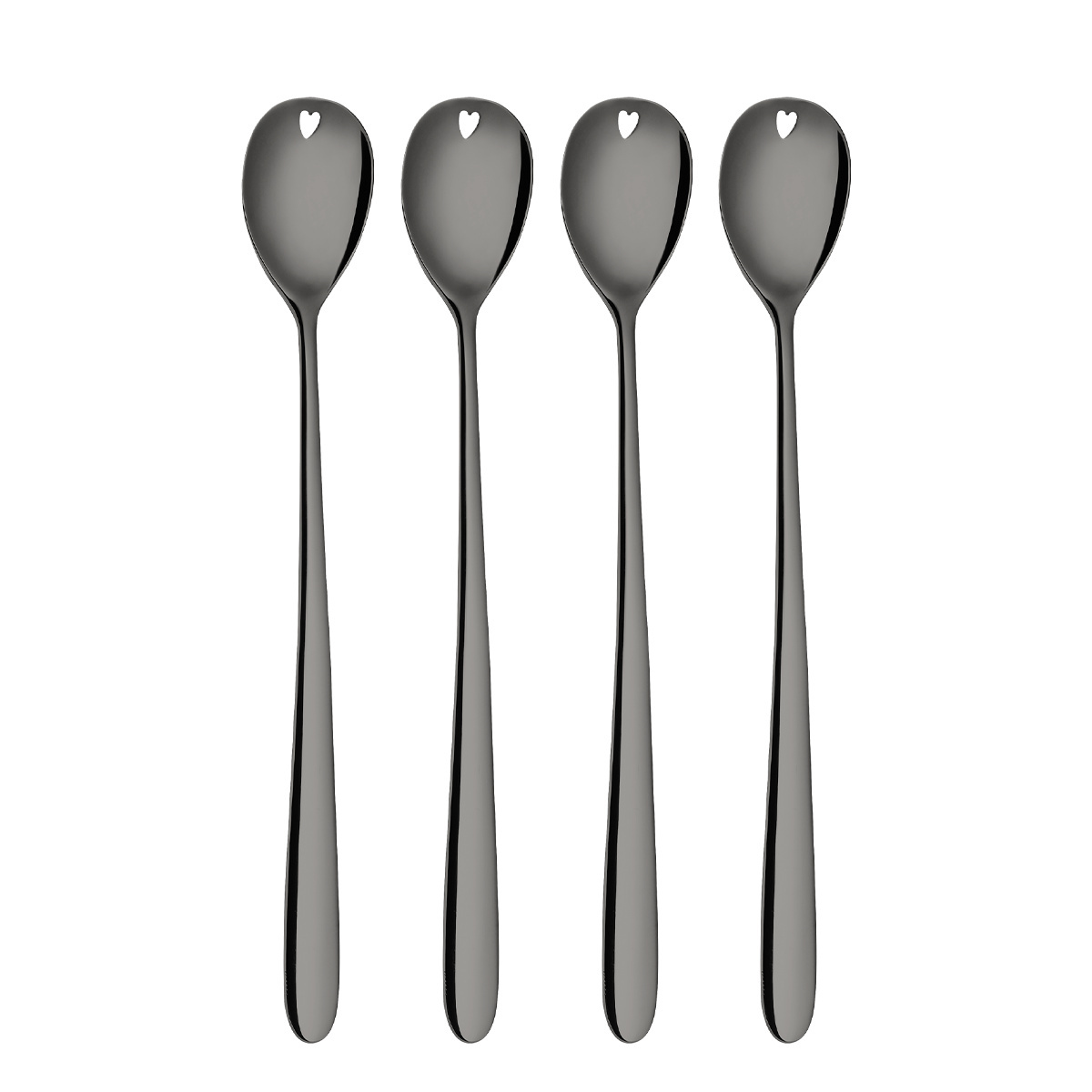 Latte-Löffel mit Herz grau 4-tlg. Set – Love Cutlery