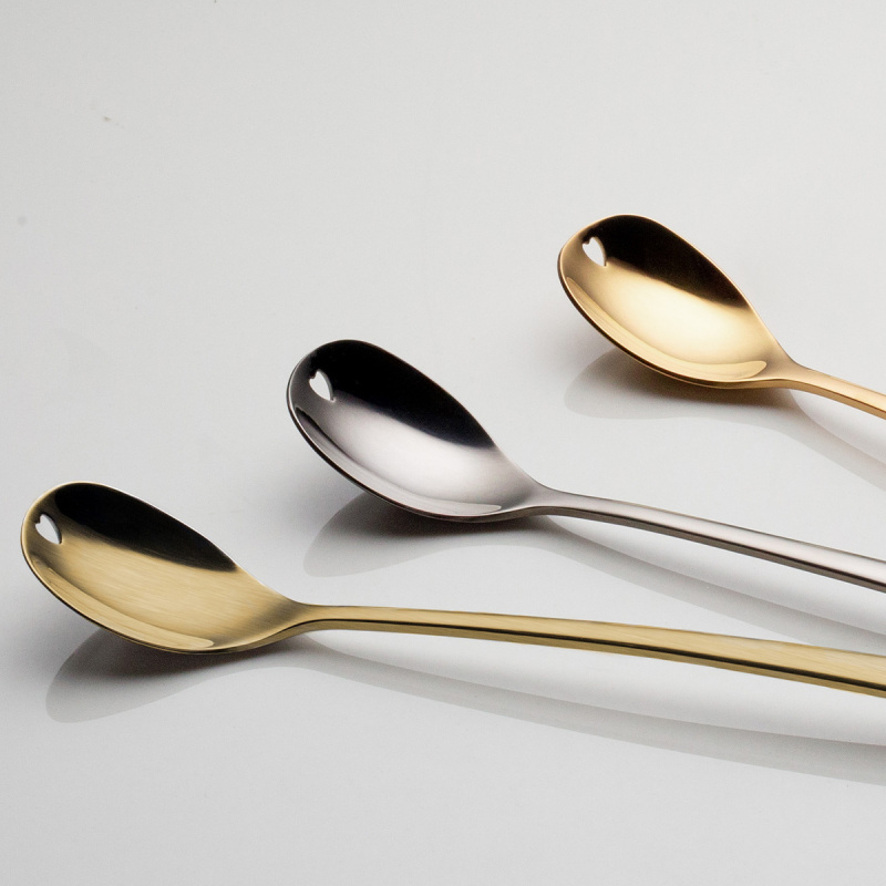Latte-Löffel mit Herz PVD grau - Love Cutlery
