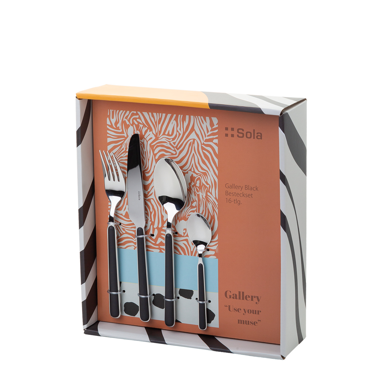 Besteckset 16-tlg. Gallery schwarz | Sola