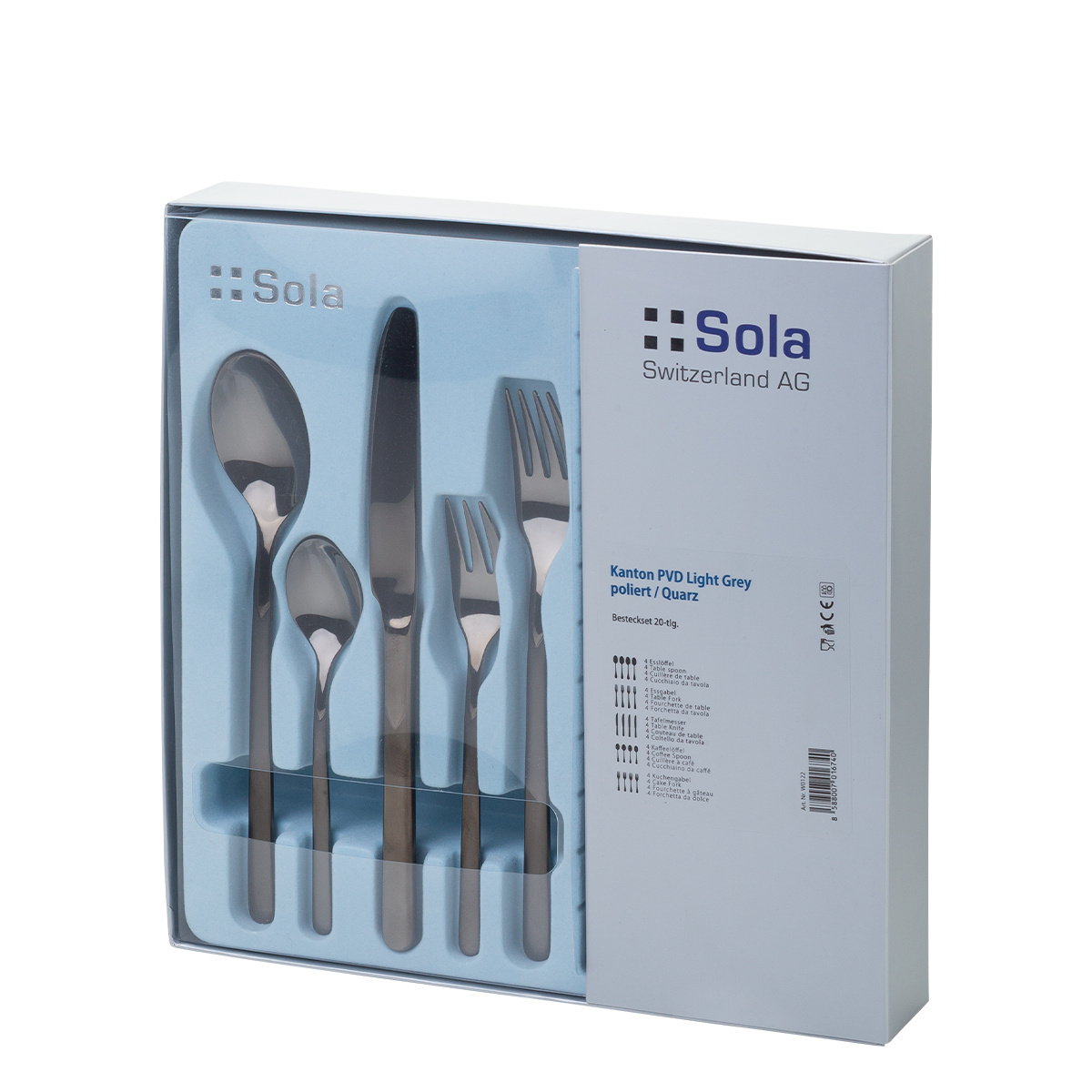 Besteckset 20-tlg. Kanton PVD hellgrau | Sola