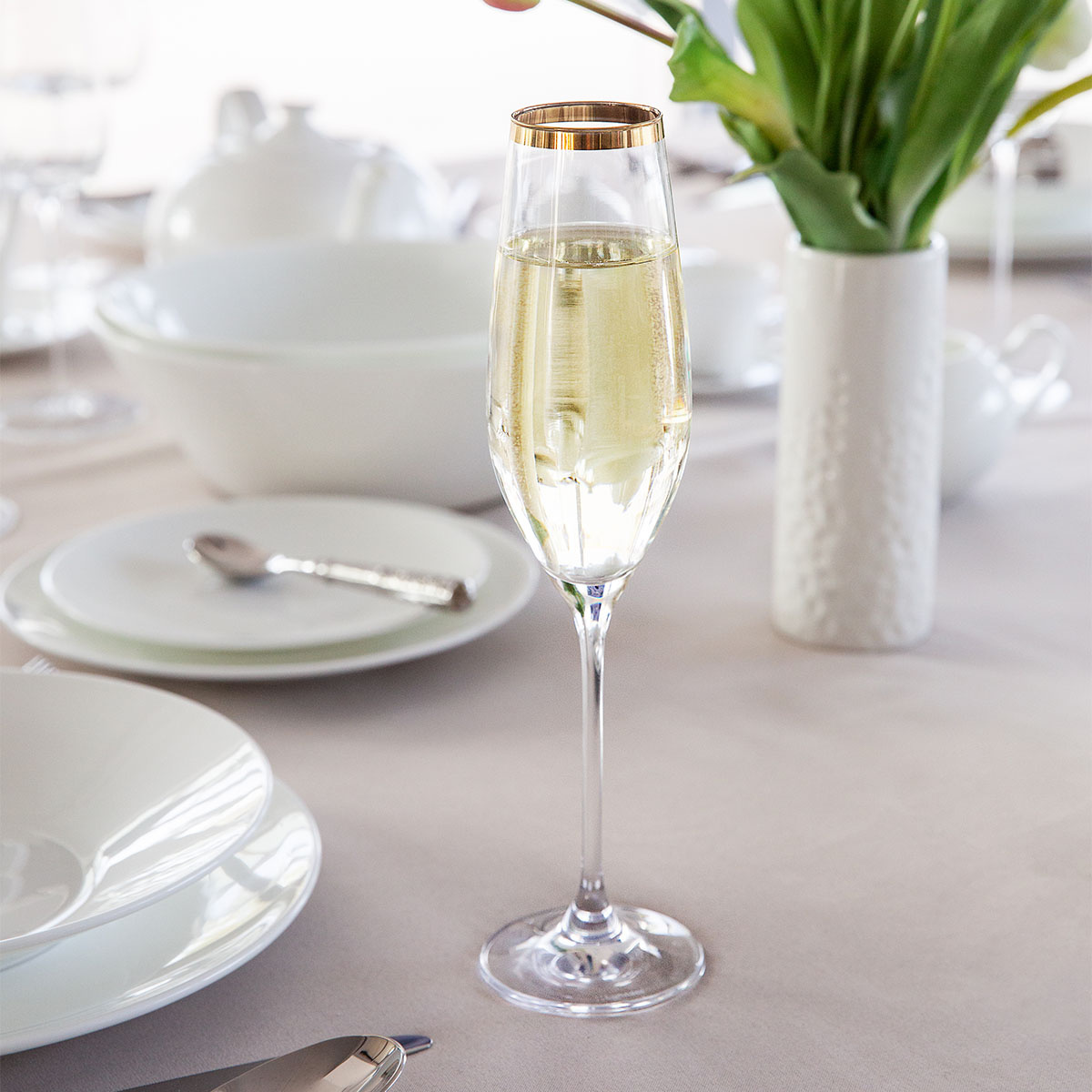 Champagnerglas mit Goldrand 210 ml - Premium Glas Crystal