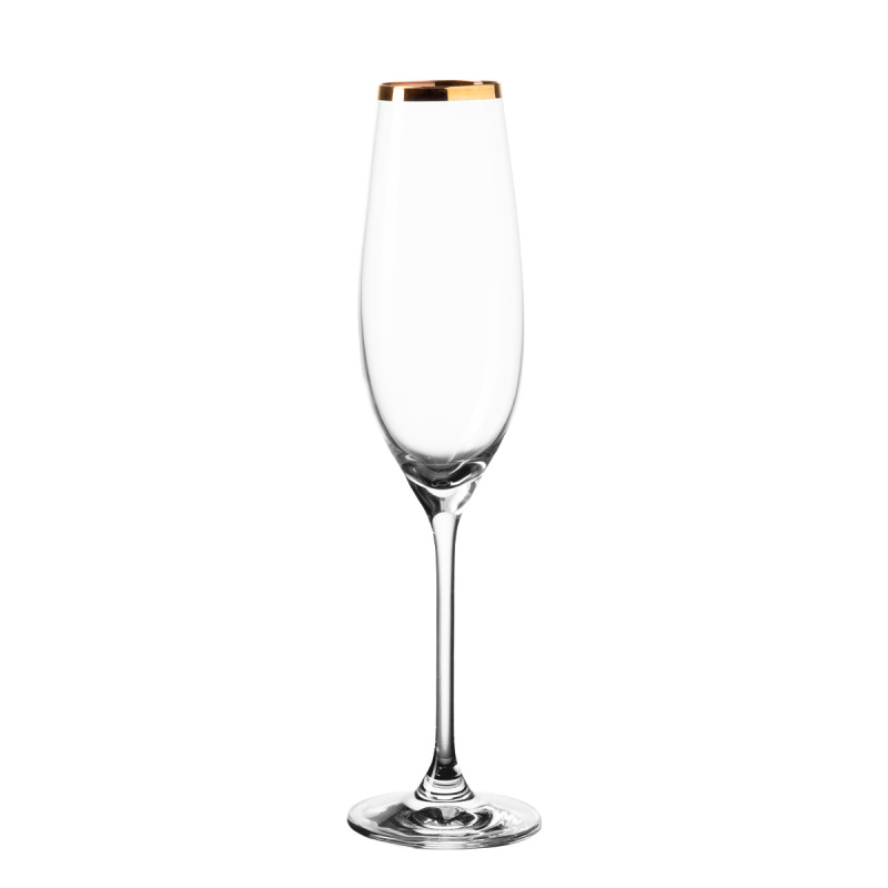 Champagnerglas mit Goldrand 210 ml - Premium Glas Crystal