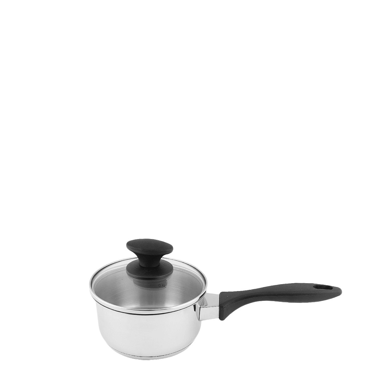 Stielkasserolle CNS mit Bakelitgriff und Glasdeckel 14 cm - Pluto