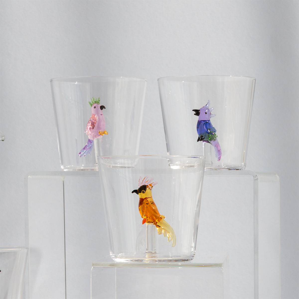 Glas mit rosa Kakadu | Ichendorf