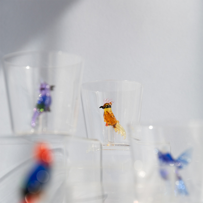 Glas mit bernsteinfarbenem Tropenvogel | Ichendorf