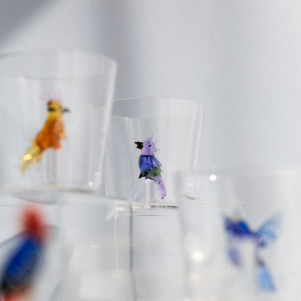 Glas mit blauem Kakadu | Ichendorf