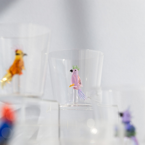 Glas mit rosa Kakadu | Ichendorf