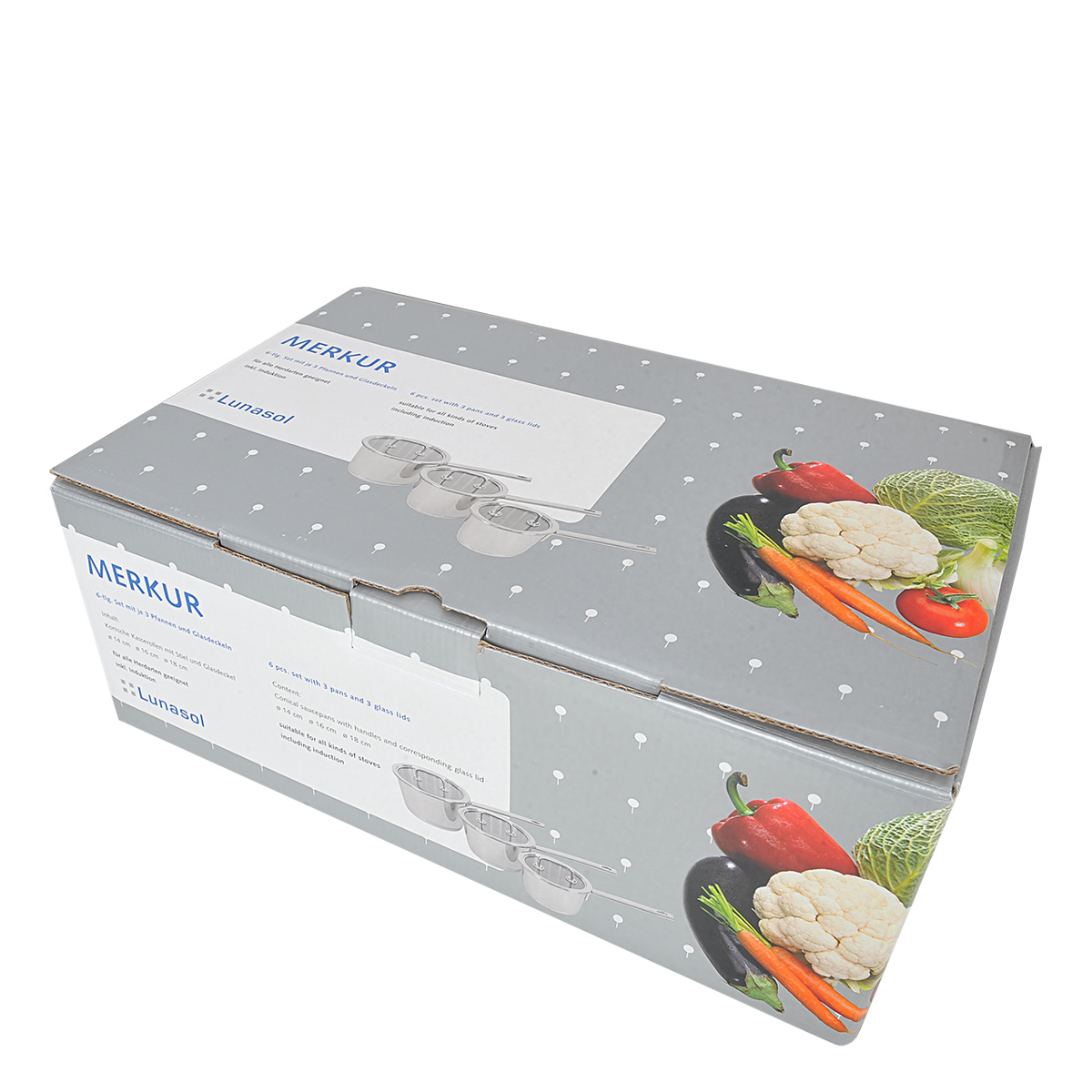 Stielkasserollen-Set 3-tlg. mit Deckeln - Merkur Master Chef Lunasol
