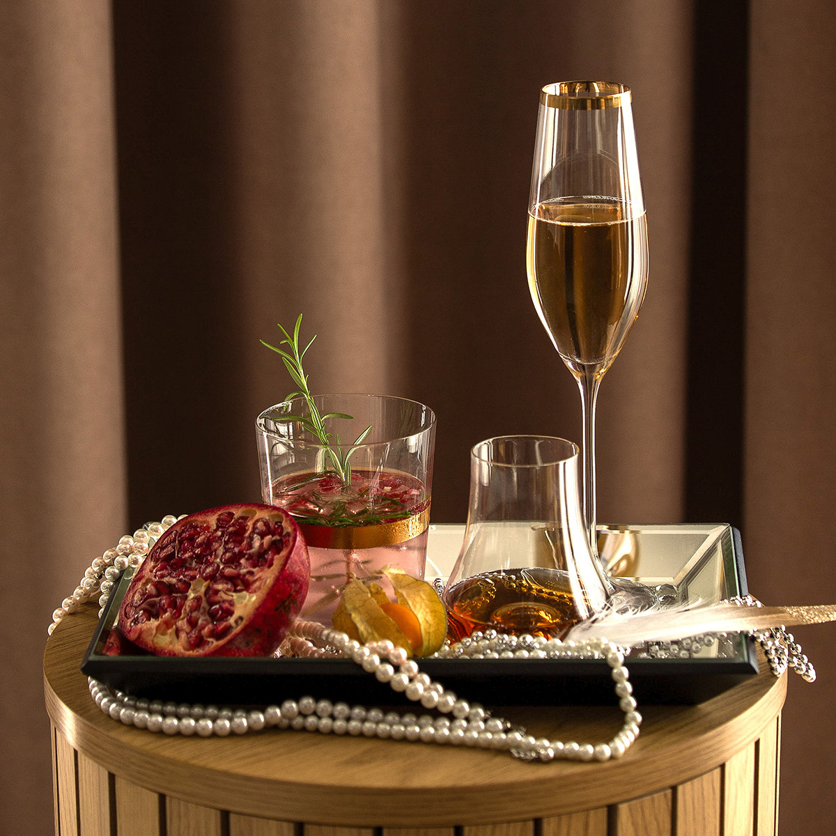 Champagnerglas mit Goldrand 210 ml - Premium Glas Crystal