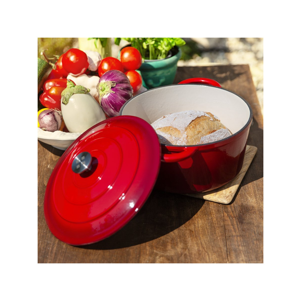 Gusseisen-Topf emailliert rot ø 28 cm - Jupiter Lunasol