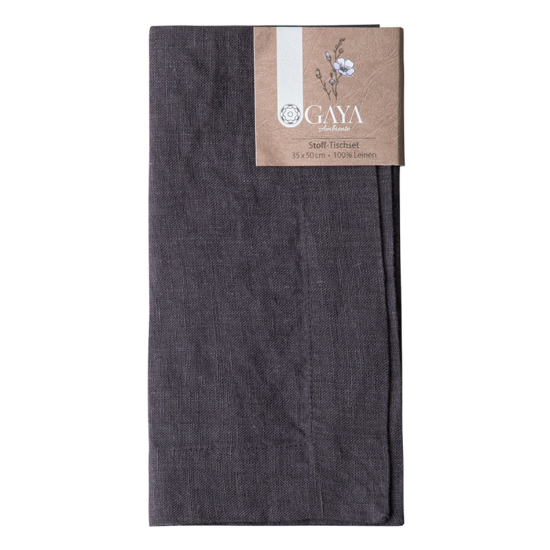 Anthrazitfarbenes Leinen-Platzset 35 x 50 cm - Gaya Ambiente