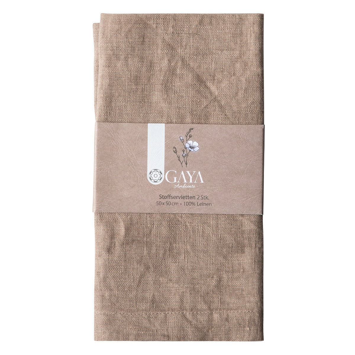 Bronzefarbene Leinenservietten 50 x 50 cm 2 Stk. - Gaya Ambiente
