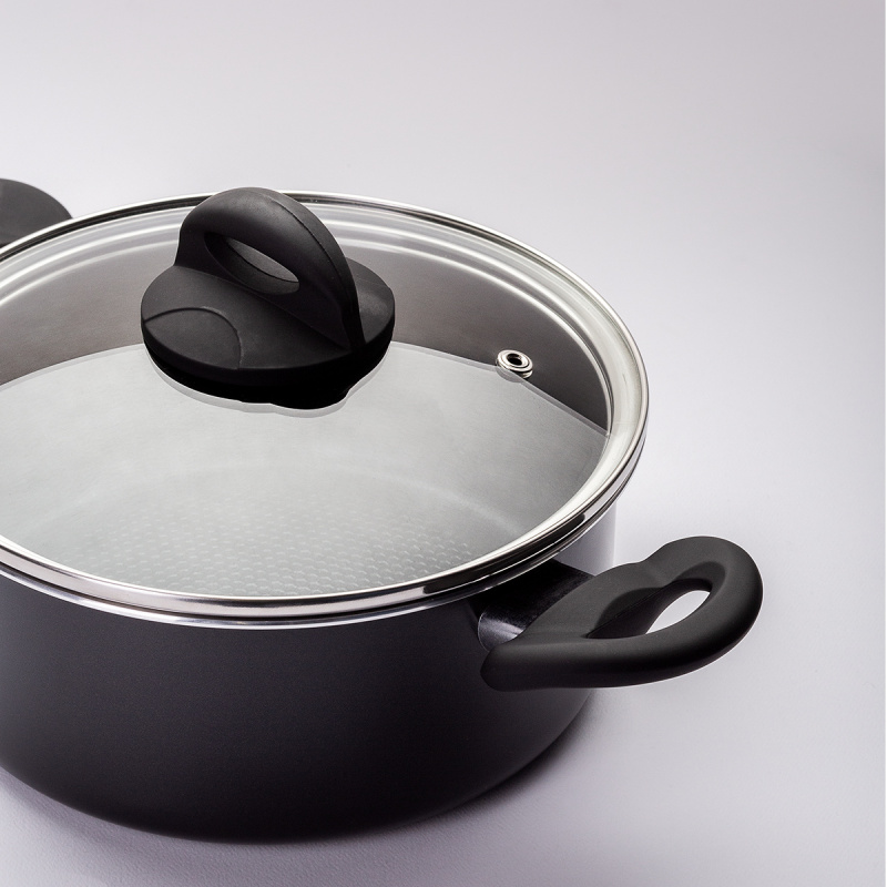 Kasserolle 20 cm mit Glasdeckel Venus Lunasol Induktion black