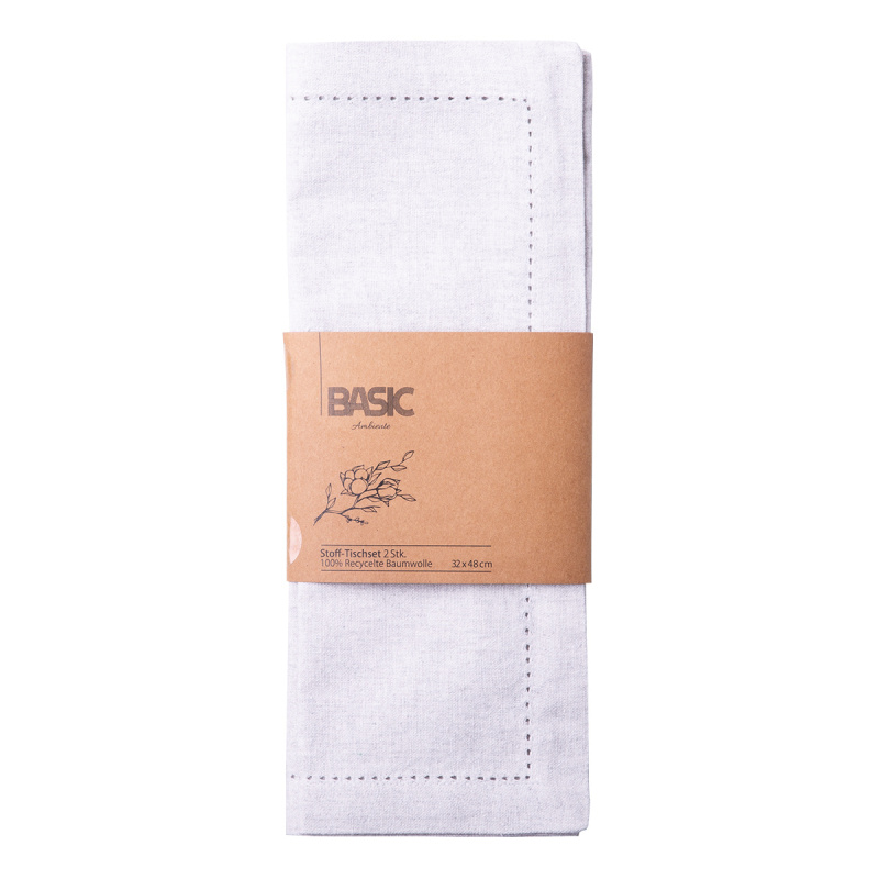 Graue Baumwoll-Tischset 32 x 48 cm 2 Stk. – Basic Ambiente