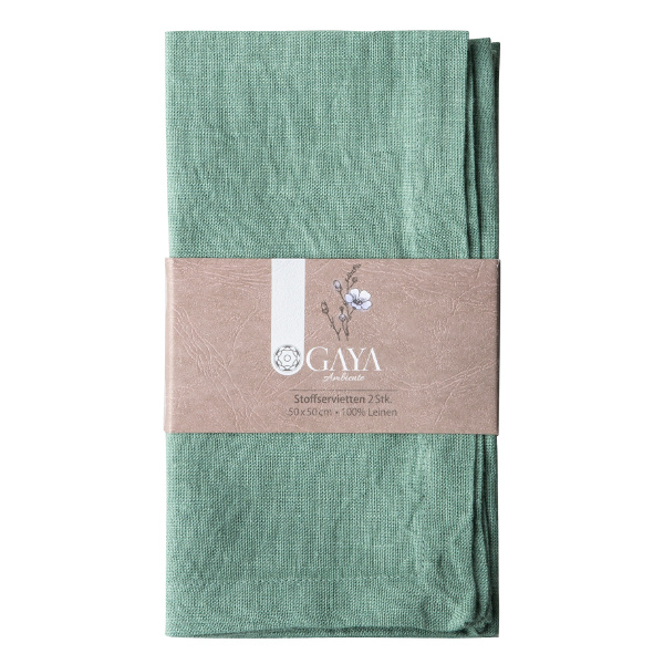 Meergrüne Leinenservietten 50 x 50 cm 2 Stk. - Gaya Ambiente