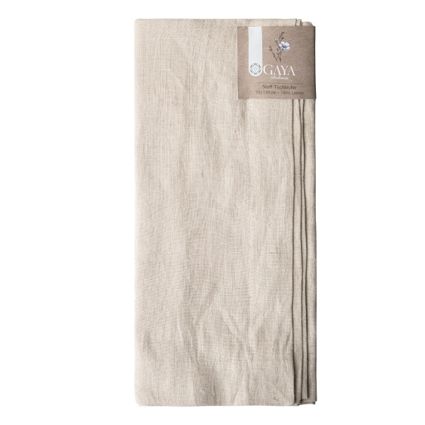 Kreidefarbener Leinen-Tischläufer 50 x 140 cm - Gaya Ambiente