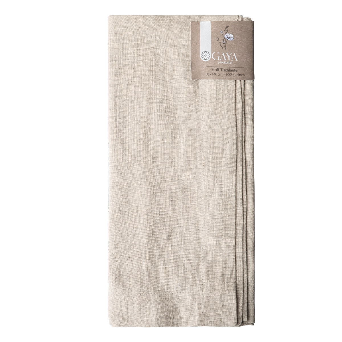 Kreidefarbener Leinen-Tischläufer 50 x 140 cm - Gaya Ambiente