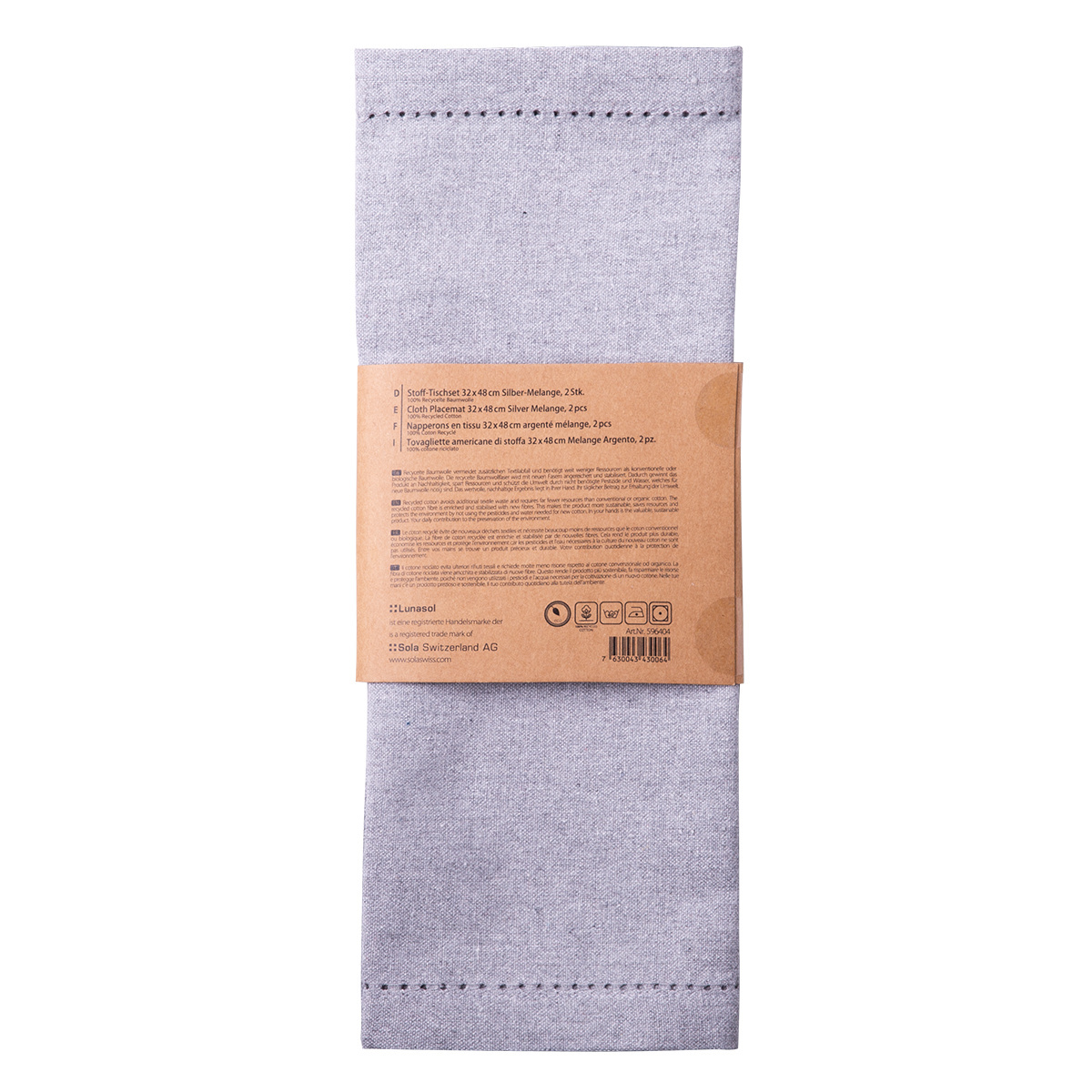 Hellgraue Baumwoll-Tischsets 32 x 48 cm 2 Stk. – Basic Ambiente