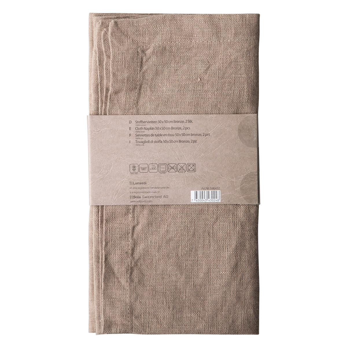 Bronzefarbene Leinenservietten 50 x 50 cm 2 Stk. - Gaya Ambiente