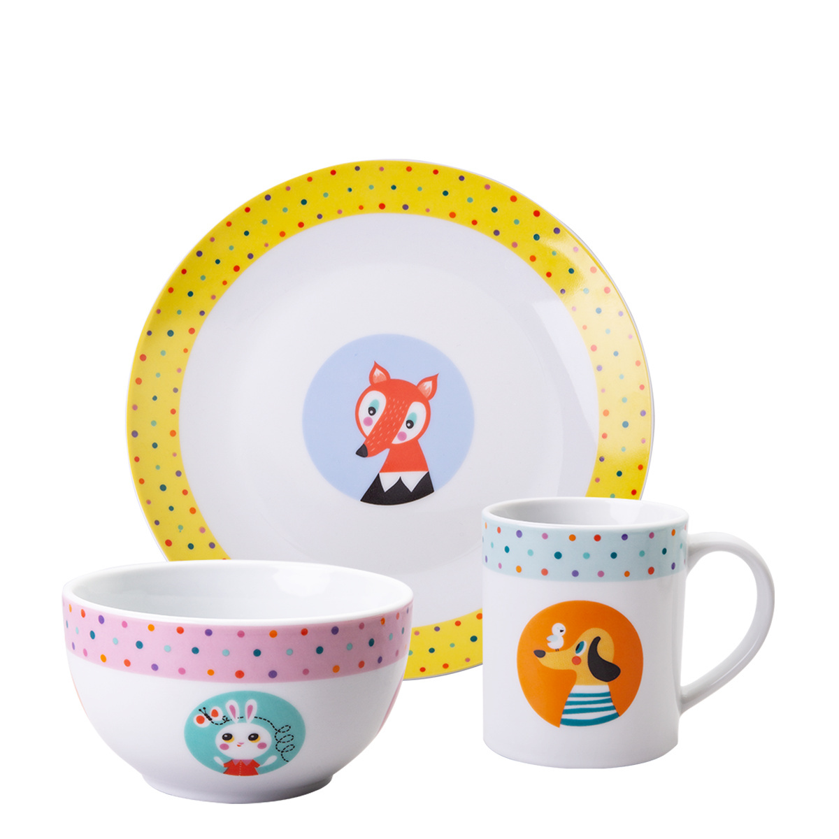 Kinder-Porzellanset 3-tlg. – KIDS World Animals