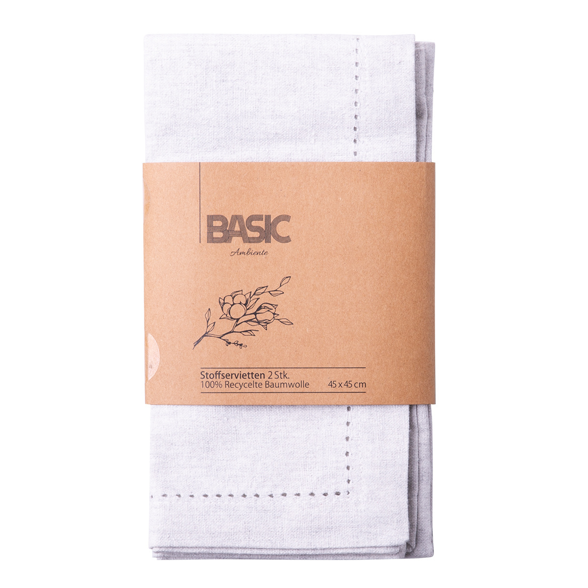 Graue Baumwollservietten 45 x 45 cm 2 Stk. – Basic Ambiente