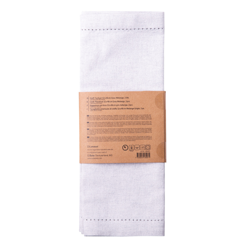 Graue Baumwoll-Tischset 32 x 48 cm 2 Stk. – Basic Ambiente