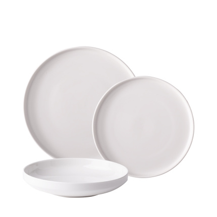 Set weißer Teller U-Coupe 12-tlg. — Flow Lunasol