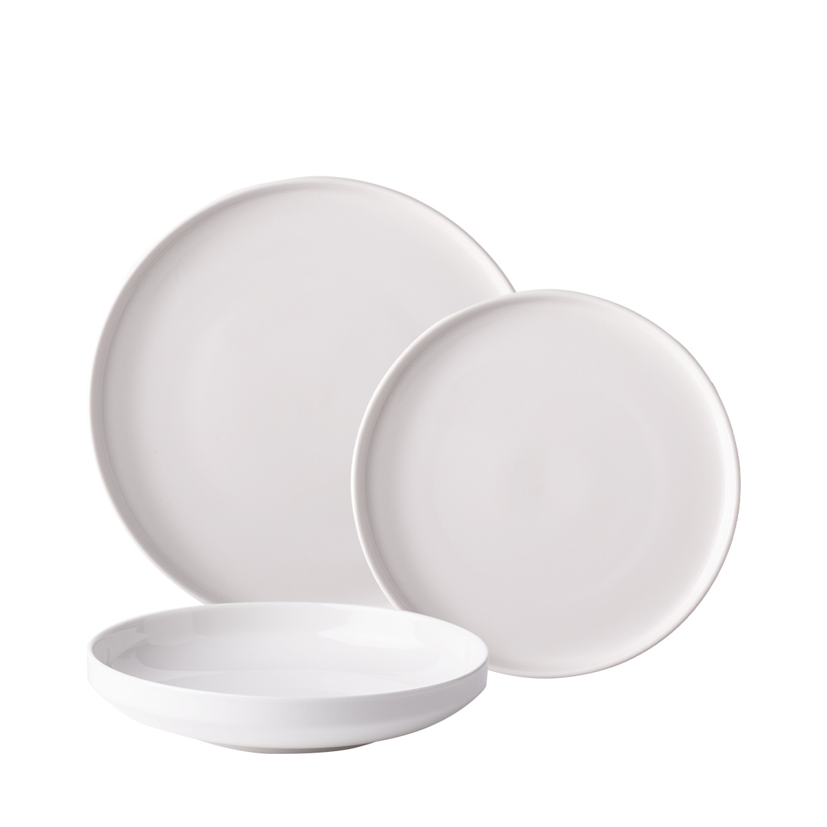 Set weißer Teller U-Coupe 12-tlg. — Flow Lunasol