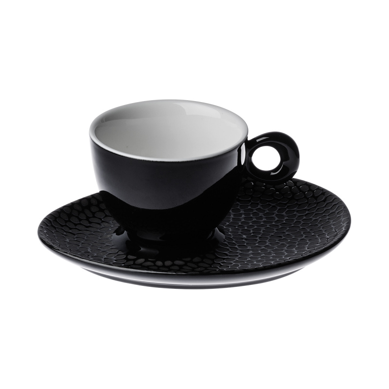 Kaffeeuntertasse strukturiert schwarz-grau – Flow