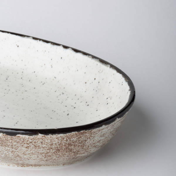 Auflaufform oval 32 x 23 x 4,5 cm - Elements hellgrau gesprenkelt