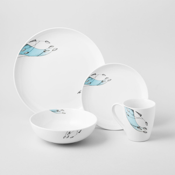 Tanier plytký Coupe 27 cm set 4 ks - S-Art Elements Water