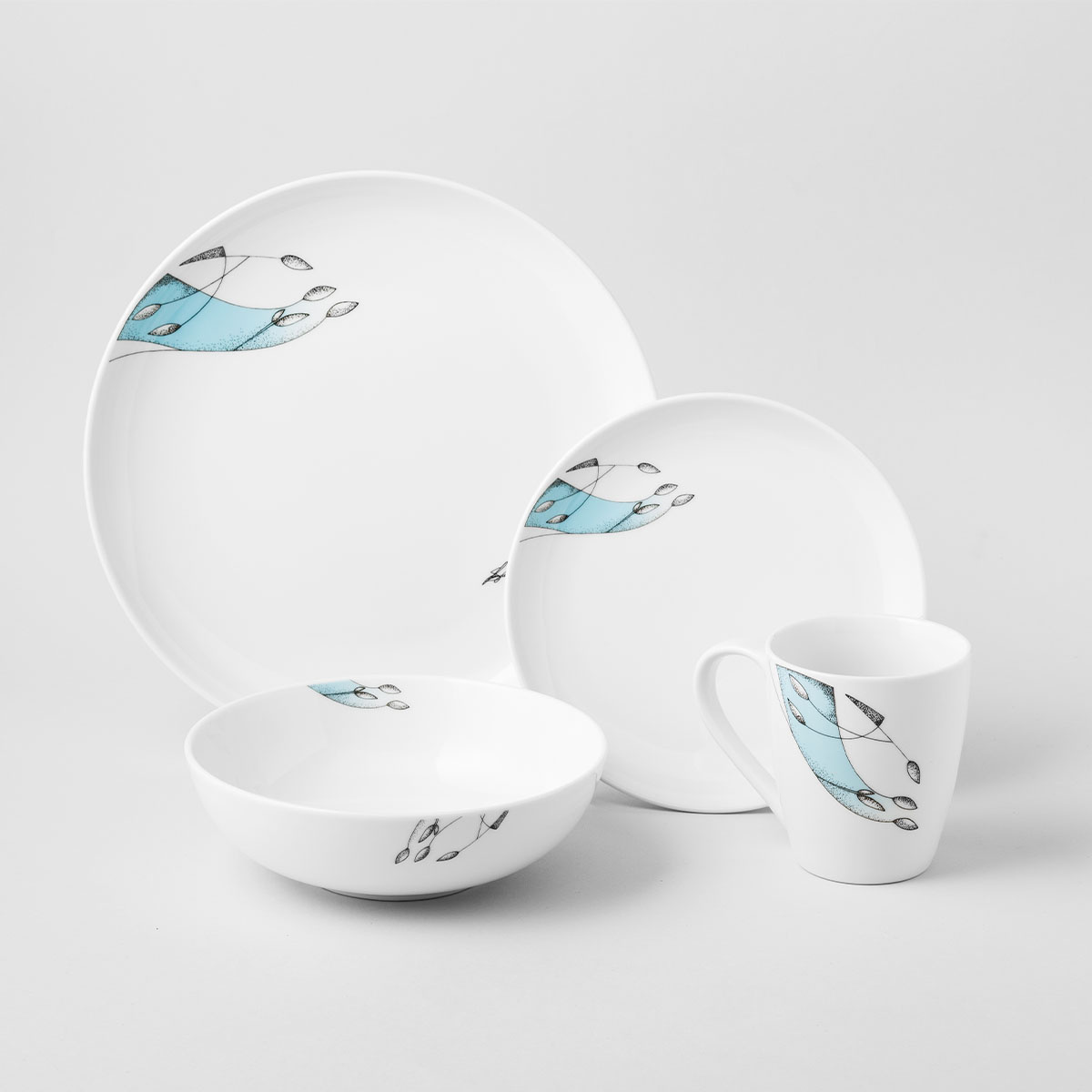 Tanier plytký Coupe 27 cm set 4 ks - S-Art Elements Water