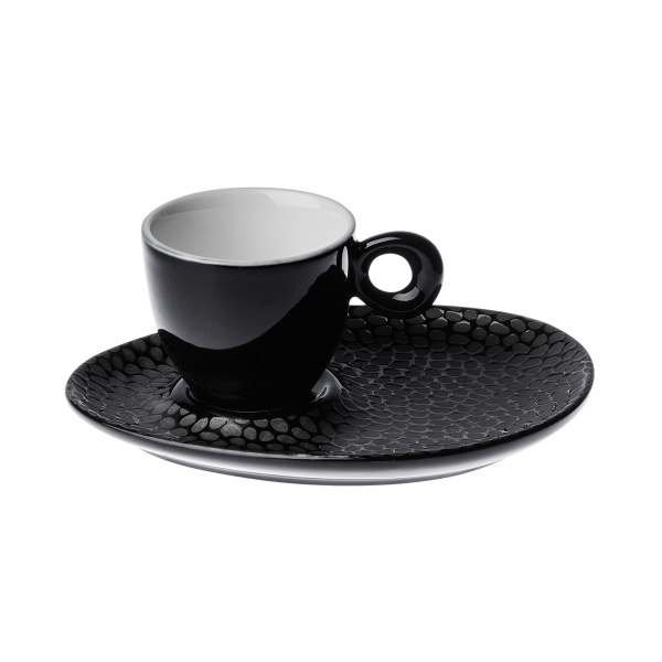 Mokka-Untertasse strukturiert schwarz-grau – Flow