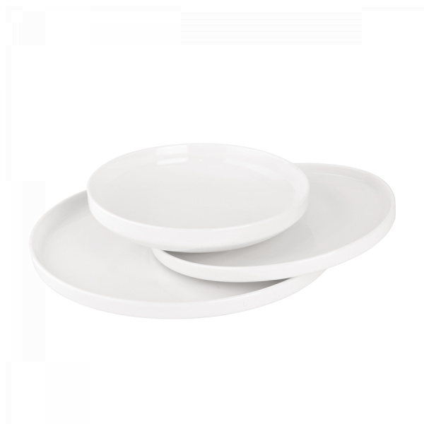 Set weißer Teller U-Coupe 12-tlg. — Flow Lunasol