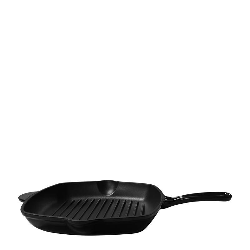 Gusseisen Grillpfanne emailliert schwarz, 27 x 27 cm - Jupiter Lunasol