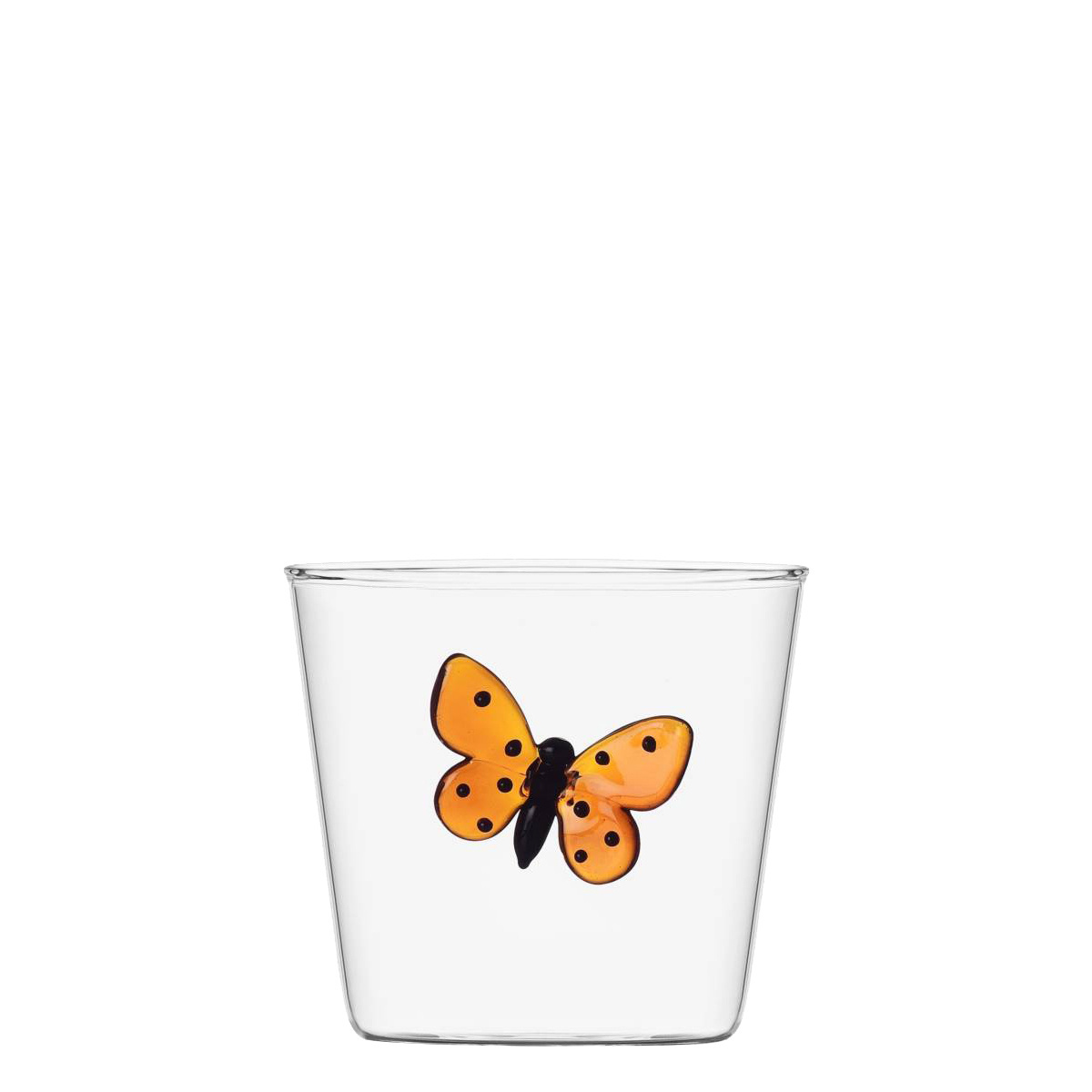 Glas mit orangefarbenem Schmetterling 350 ml
