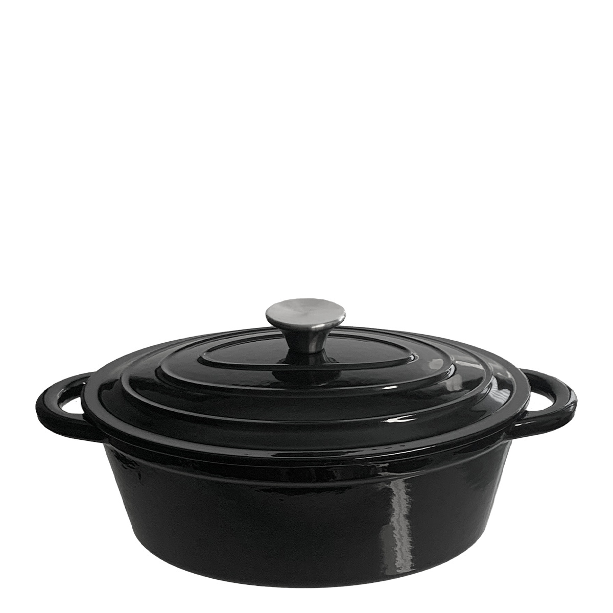 Gusseisentopf / Cocotte schwarz oval 28 x 20 cm - Basic Lunasol