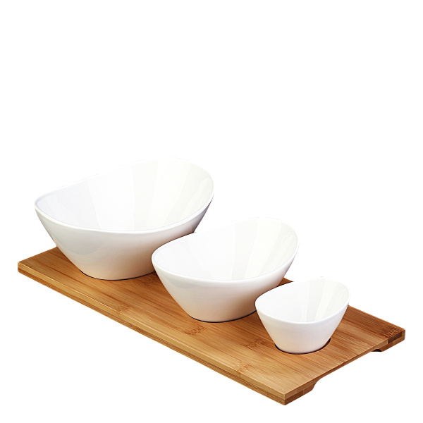 Servierschalen-Set auf Bambustablett (4-tlg.) - Basic