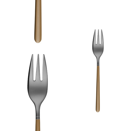 Dessertgabeln-Set 4-tlg. - Porto PVD dunkel Titan / gold sandgestrahlt