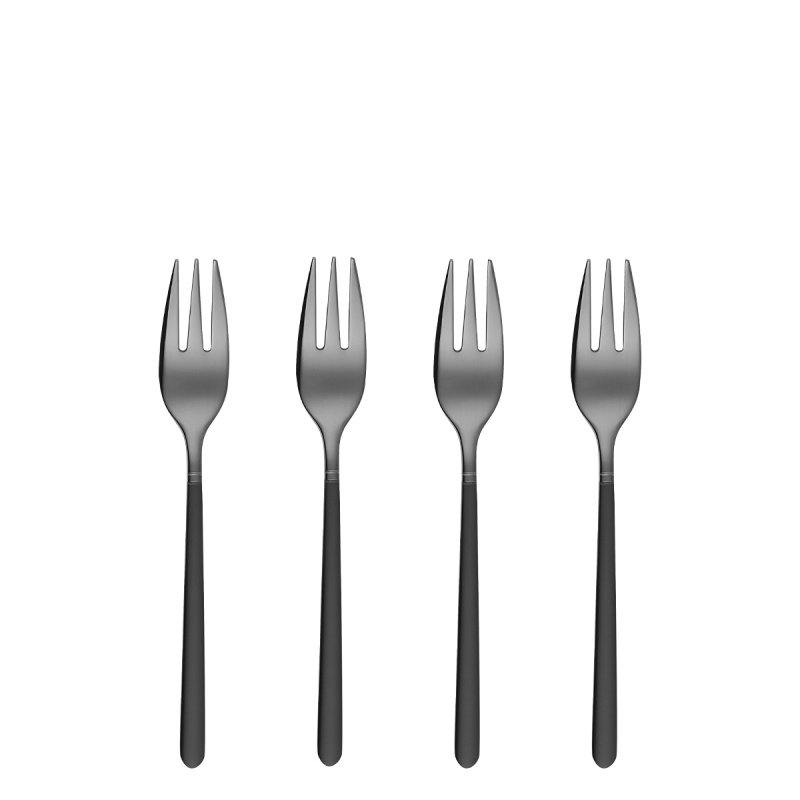 Dessertgabeln-Set 4-tlg. - Porto PVD dunkel Titan / schwarz sandgestrahlt